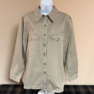4/$15 Women's Tan Button-Up Shirt